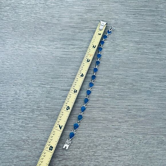 Vintage 950 Silver Blue Lapis Bracelet - Picture 7 of 7